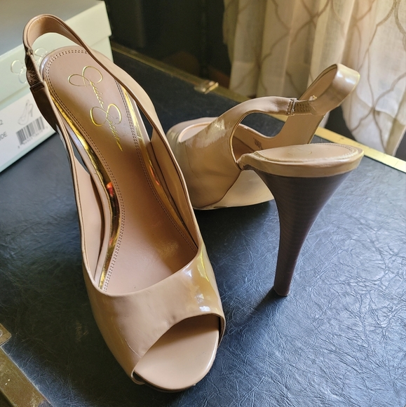 Jessica Simpson French Nude Peep Toe Slingback Stiletto Heel Size 10 - Picture 10 of 13